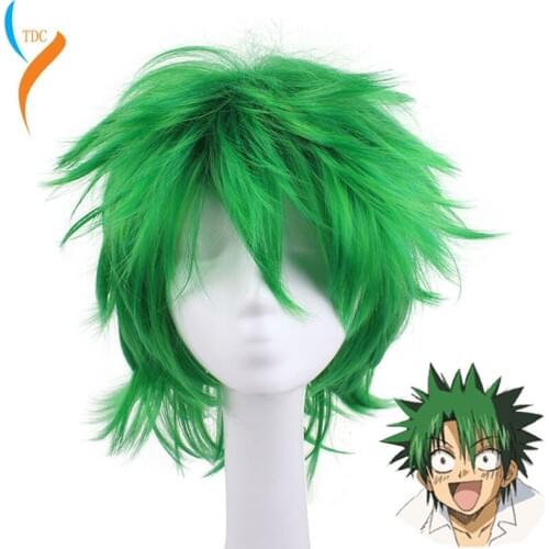 Anime Law of Ueki Cosplay Green Wig Kosuke Ueki Cosplay Wig For Men Halloween Carnival Party Hair Cosplay Props