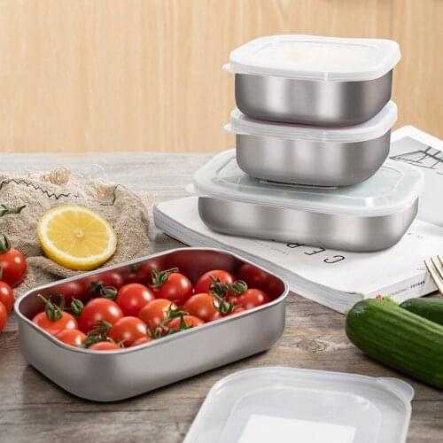 Stainless Steel Storage Box Portable Lunch Bento Box Camping Tourist Food Container with Cover Kids School Sealed Packed Box