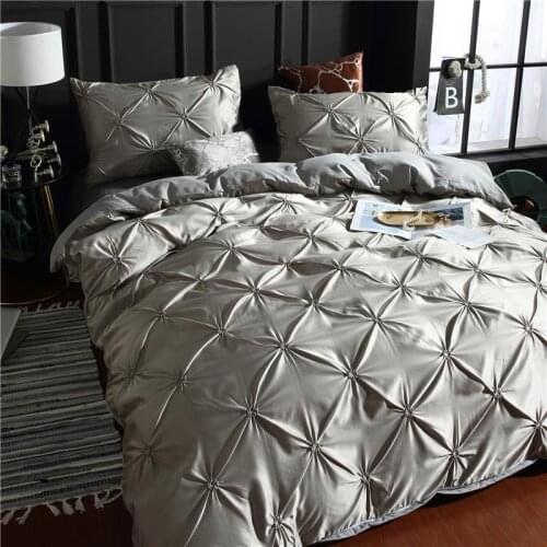 Comfortable Luxury Solid Color Quilt Cover Adult Bed Bedding Linens Queen Size Bed Pillowcase Duvet Cover Set Home Decoration