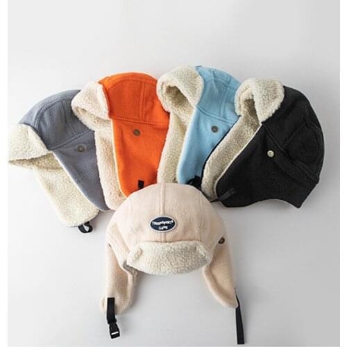 2020 New Lamb Plush Warm Bomber Hats for Women Winter Men Flying Cap Outdoor Riding Ear Protection Windproof Buckle Russian Hat