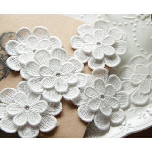 Size-7cm(15pcs/lot) Sewing Floral Flower Motif Cotton Lace Applique ,Wedding Bridal Embroidery Lace patch