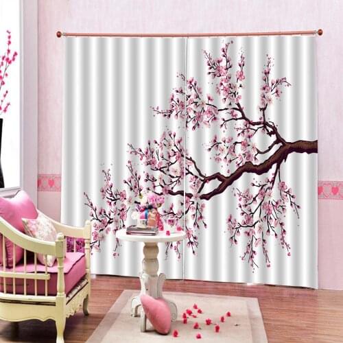 Plum Blossom Modern Window Curtains Print For Living room bedroom indoor Blackout Drapes Custom any size