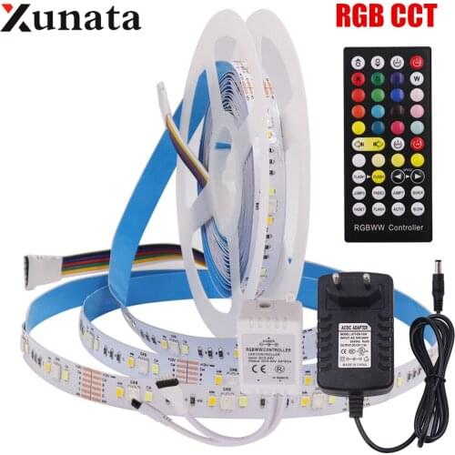 5m RGB CCT LED Strip DC12V 5050 2835 LED Light Strip 90LEDs/m Flexible Tape LED Light Lamp Wtih Power Supply+IR Remote