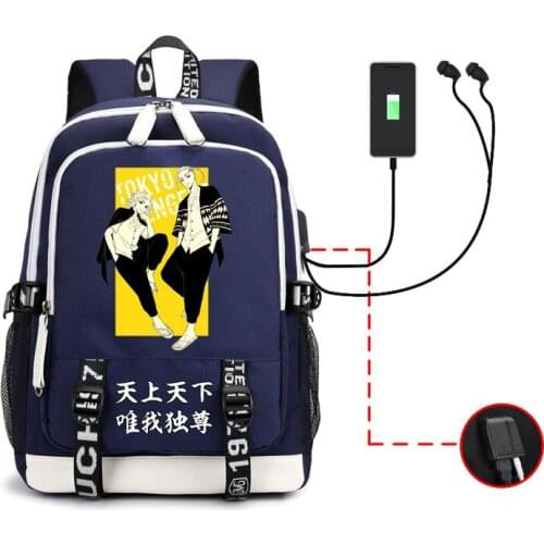 Tokyo Revengers Backpack Anime Sano Manjiro Mikey Plus Ultra Multifunction USB Charging Laptop Shoulder Unisex Travel Schoolbags