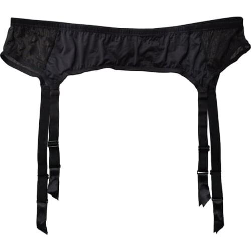 Solid Black Plus Size Wide Straps Metal Clips Gauze Women Suspenders Garter Belt for Stockings Sexy Lingerie GA1527