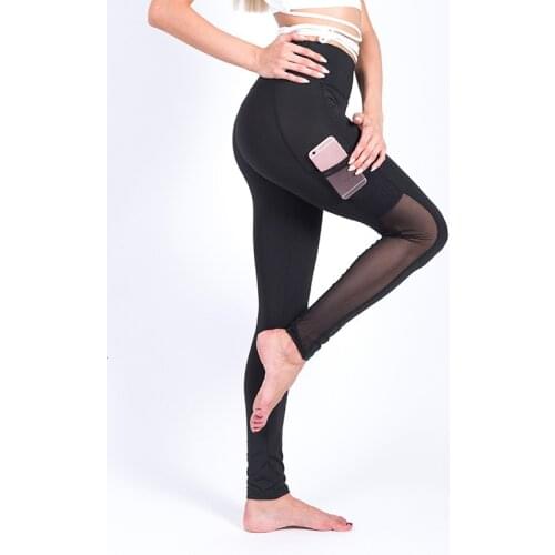 Woman Outwork Bodybuilding Leggings Mobile Phone Pocket Fitness Leggings Quick drying Net Yarn Leggings