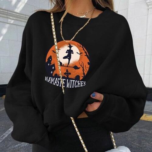Women Pullovers Funny Namaste Witches Halloween Pullover Fashion Long Sleeve Pullover Sweatshirt Top Shirt Джемпер Женский #G3