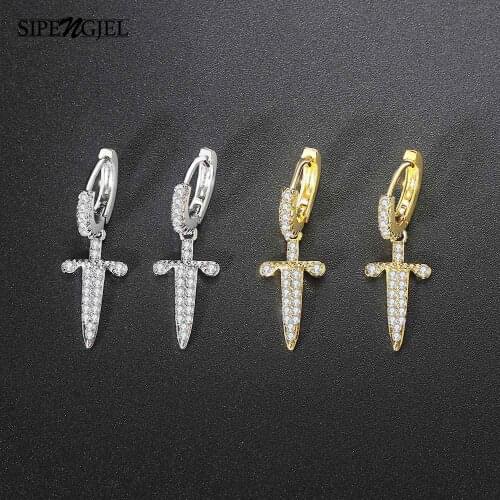 SIPENGJEL Fashion Crosses Ear Piercing Earrings For Women Personality Cross Pendant Hoop Earrings Jewelry 2021
