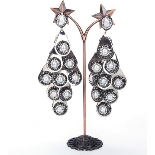 Rhinestone Pearl Drop Dangle Earrings For Women 2018 New Design Wholesale Popular Trendy Charm Jewelry Bijoux Femanino