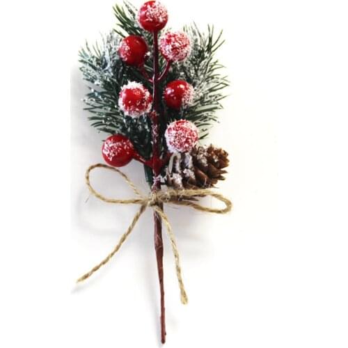 10pcs Christmas Artificial Pine Branch Berry Holly Flower Bouquet Pick Xmas Decor Ornament
