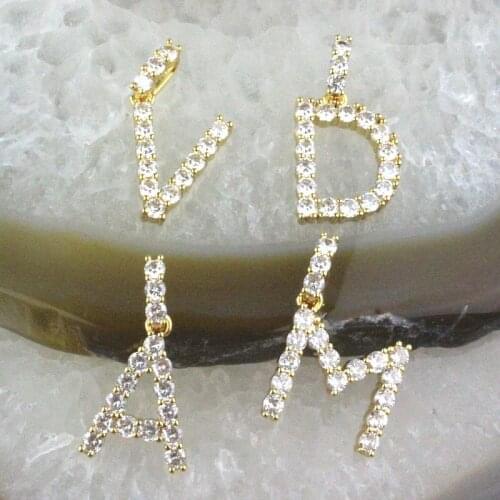 15-20mm 10pcs/lot High quality A-Z 26 letters cz pendant,cubic zircon charm jewelry,earring/necklace component wholesale