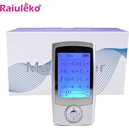 16 Modes Dual Output Electric Pulse TENS Unit Physiotherapy Body Massager Mini Pain Relief EMS Muscle Stimulator 2in1 LCD Screen