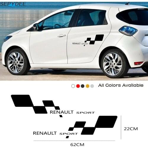 2Pcs/lot Car Door Side Sticker Vinyl Wrap Auto DIY Racing Sports Styling Decal For Renault Clio Megane Duster Car Accessories