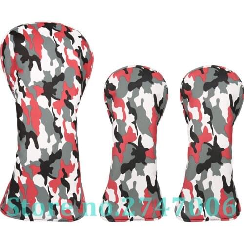 3pcs/set Red Camouflage Golf Club Driver Fairway Wood Head Covers Camou 1 3 5 Wood Covers