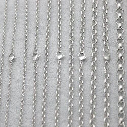 316 Stainless Steel 2 2.5 3 4 5 6 7 8 9 10 12mm 24inch rolo necklace Chains for lockets Pendant Women Men
