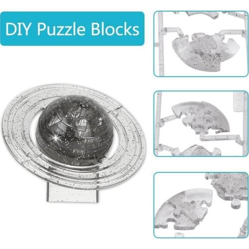 3D Saturn Sphere Standing Volume Block Crystal Jigsaw Puzzle Safe Educational Building Block Toys for Children Adults Gift