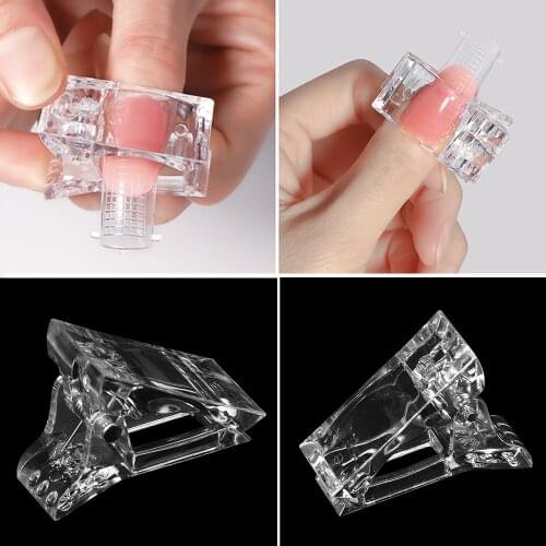 5pcs Fashion Nail Tips Crystal Clip Finger Extension Glue Fixed Clip False Nails Fixed Clip Nail Art UV Gel Plastic Builder Tool