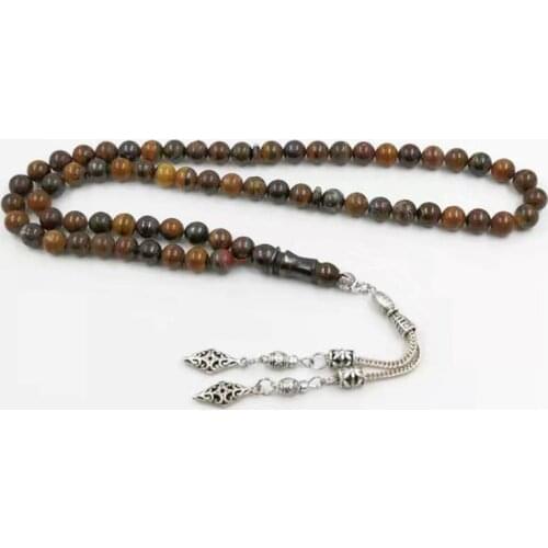 66Beads Natural IRON TIGER EYE Tasbih Muslim rosary misbaha Turkey pendant prayer beads Eid gift Islamic Accessories Bracelet