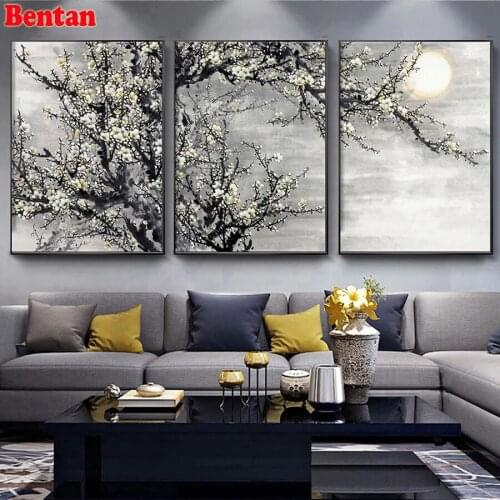 5d diy diamond painting 3 Pcs Chinese Style Plum Blossom Flowers diamond embroidery full square round drill mosaic Multi-picture
