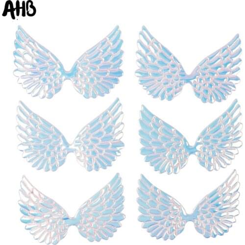 AHB 10pcs 95mM Angel Wing Appliques Single Side Iridescent Fairy Cupid Wing Patches DIY Materials Baby Toy Headwere Accessories