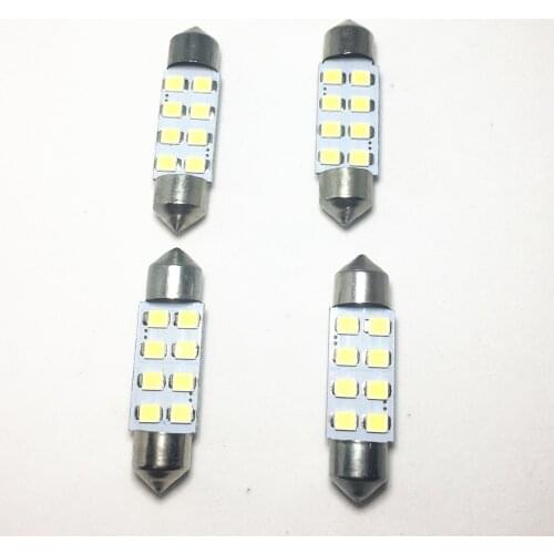4pcs Car Festoon Light 8SMD 1210 31mm 36mm 39mm 41mm Interior Dome Festoon LED 12V Super Bright Bulbs Lamp White Reading Bulb