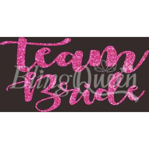 BlingQueen 12PCS/LOT Custom Korean Glitter Vinyl Iron On Shirt Transfers Team Bride Design, Colors and Sizes can be customized