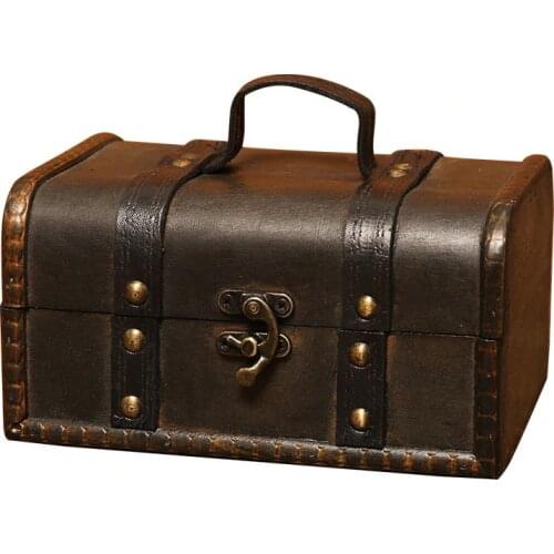 Big deal Retro Treasure Chest Vintage Wooden Storage Box Antique Style Jewelry Organizer for Wardrobe Jewelry Box Trinket Box Bu