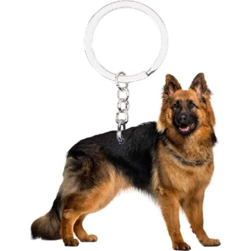 Pet Dogs Keychain German Shepherd Dog Kawaii Animal NOT 3D Flat Lucky Men Cute Charms Bag Drop Charms Gift Women Chain Miss Pets