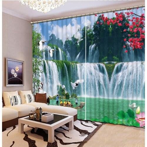 Scenery Beauty Digital Photo Printing Blackout 3D Curtains for Living Room Bedding Room Hotel waterfall curtains