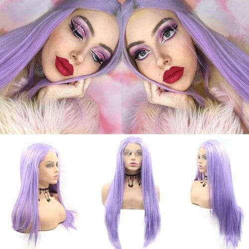 Long Silk Straight Fluorescent Green Lace Front Wigs for Women Glueless Natural Hairline Synthetic Wig Heat Resistant Hair