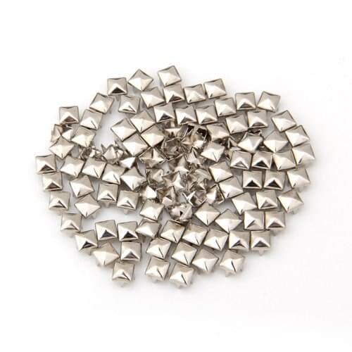 KSOL 100Pcs Silver Square Rivets for Bag Decoration 6mm