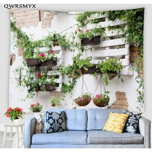 Flower Pot On White Wall Tapestry Aesthetic Wall Landscape Wall Hanging Home Living Room Bedroom Decor Background Wall Tapestrie