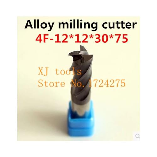 New 2pcs Of 4F-12*12*30*75mm Micro Solid Carbide End Mill CNC Milling Cutter Tool Bits For Steel Milling Free Delivery