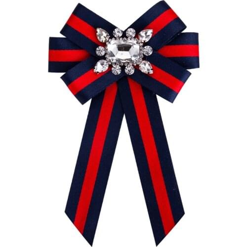 2019 New Bohemia Exaggeration Brands Fabric Flower Rhinestone Brooch Bow Tie for BOHO Girl Women Fashion Clothes Accessories