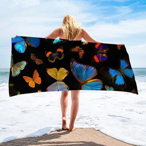 Beach towel For adults Quick-dry microfibre bath towels Coloured butterflies Beach cushions Surf Robe Blanket Sports towels