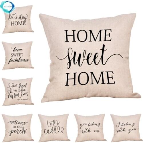 Letter Phrase Printed Decorative Throw Pillow Case Cafe Sofa Cushion Cover Home Decor Cotton Linen Pillow Cover Cojine 45X45CM