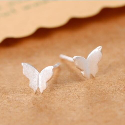 Real 100% 925 Sterling Silver butterfly Stud Earrings for Women Girls Fashion sterling-silver-jewelry brincos brinco