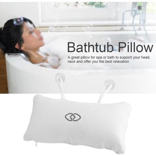 Mesh Spa Non-Slip Cushioned Bath Tub Spa Pillow Bathtub Head Rest Pillow With Suction Cups For Neck And Back Bathroom Supply