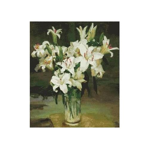 Mixed Stitch lily Flower vase Top Quality Embroidery Needlework 14CT Unprinted Cross Stitch Kit DIY Art Handmade Home Decor