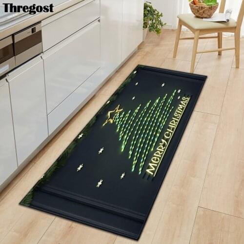 Thregost Flannel Christmas Printed Door Mats Indoor Rugs for Kitchen Living Room Mat Washable Modern Hallway Carpet