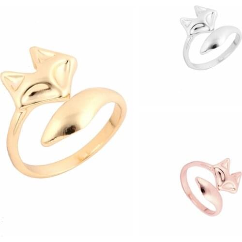 Yiustar New Arrival Fashion Gold Color Adjustable Cute Animal Fox Ring Simple Wedding Rings for Women Party Gift