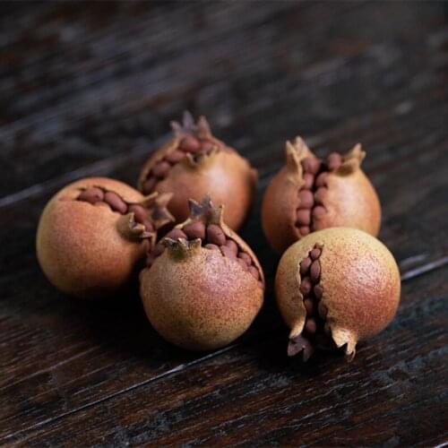 Yixing Purplue Sand Tea Pet Pomegranate Small Ornaments Simulation Handmade Supportable Zen Tea Ceremony Tea Set Spare Parts
