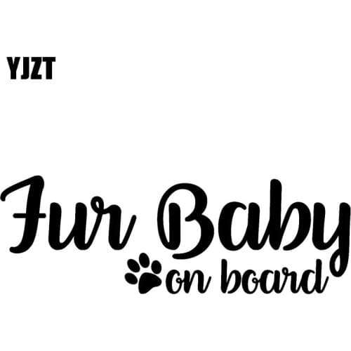YJZT 15.2CM*5.4CM Fur Baby On Board Car Sticker Decal Dog Puppy Paw Vinyl Black/Silver C10-00163