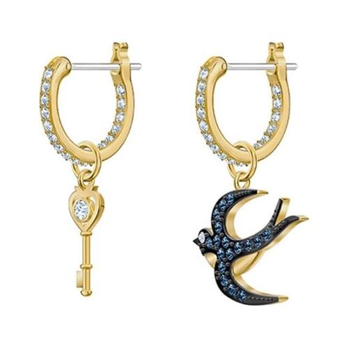 1:1 Swa Mysterious Swallow Ear Nails Hoop Circle Earrings For Women Fashion Jewelry New Gift