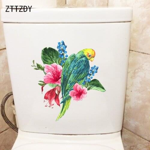ZTTZDY 21.7×23.3CM Watercolor Painting Beautiful Parrot Living Room Wall Stickers Cartoon Toilet Decor T2-1528