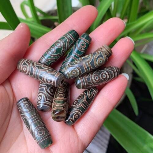 1PC 30mm Eight Eyes Natural Tibetan Dzi Agates Beads Buddha Jewelry Vintage Grey Green Agat Stone Beads for Women Men Healing