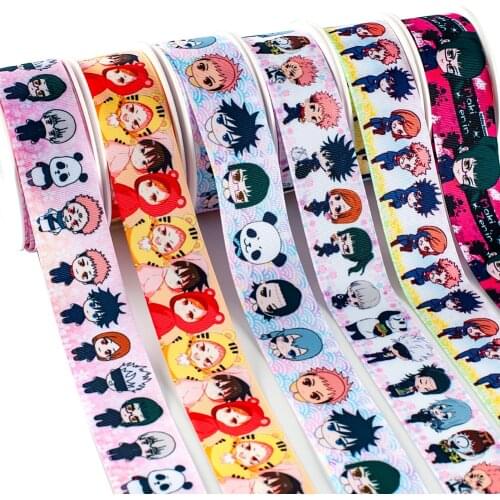 10yadrs Japanese Cartoon Jujutsu Kaisen Character Printed Grosgrain / Satin Ribbons
