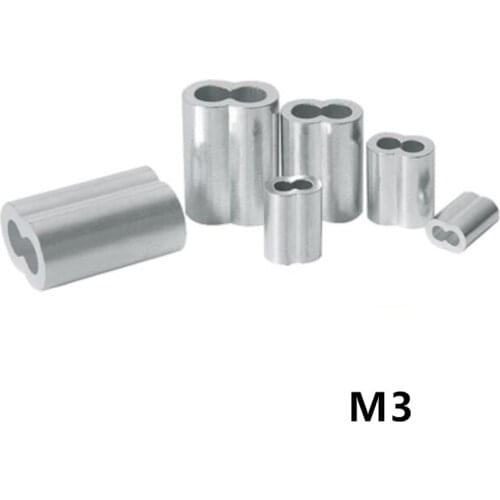 100pcs 3mm M3 Sleeves Aluminum Oval Double hole 8 Shape Ferrules For Crimpling Wire Rope Cable Clamp
