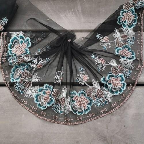 2Meters Sewing Flower Ribbon Guipure Lace Trim Black Mesh Tulle Fabric Wedding Dress Garment Accessories DIY Crafts 18cm Width