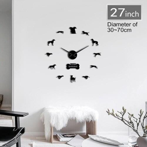 3D DIY Wall Clock I Love My Hound Dog Mirror Effect Animals Design Pet Shop Puppy Lover Home Decor Self Adhesive Clock Watch